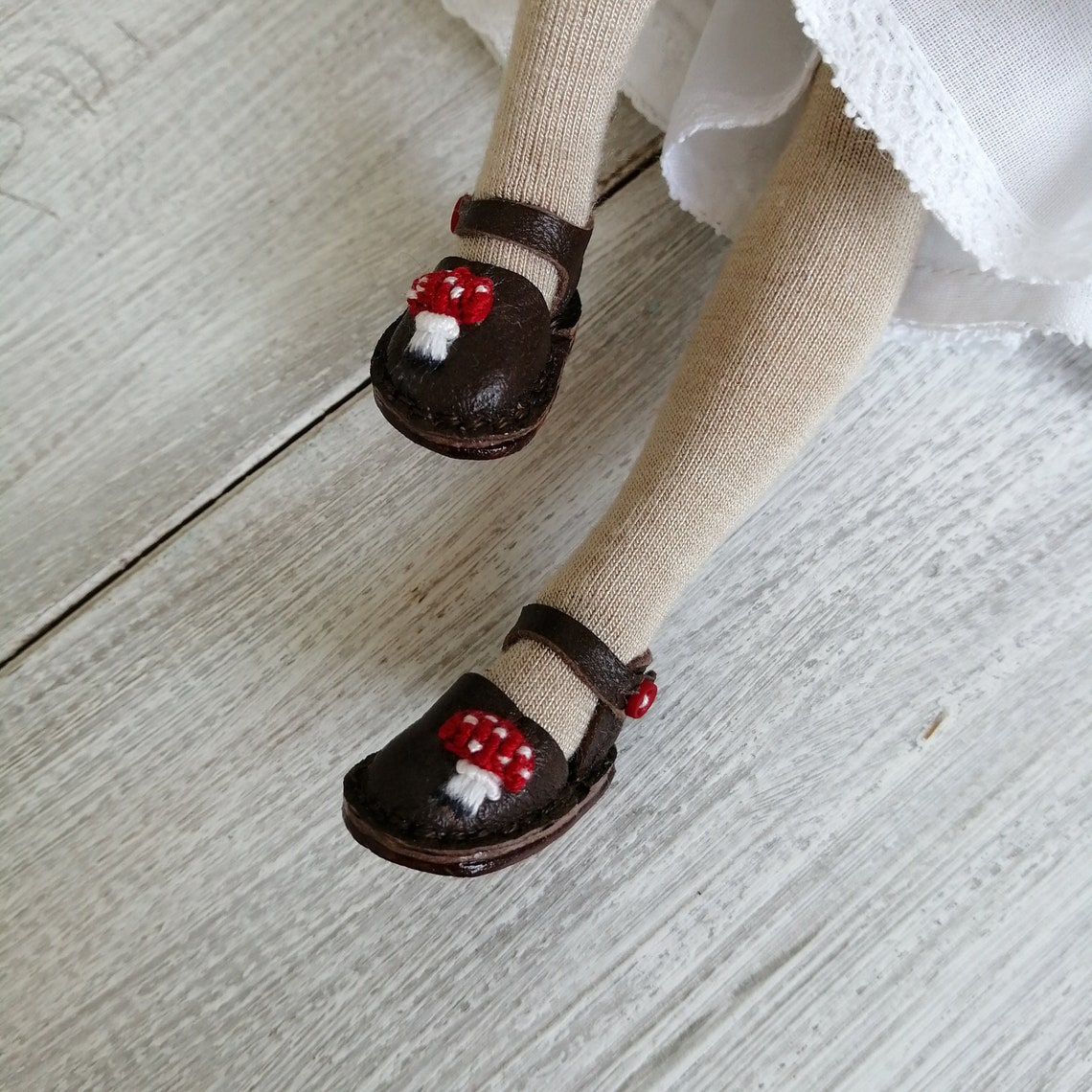 Shoes for Blythe with mushroom fly agarics toadstools