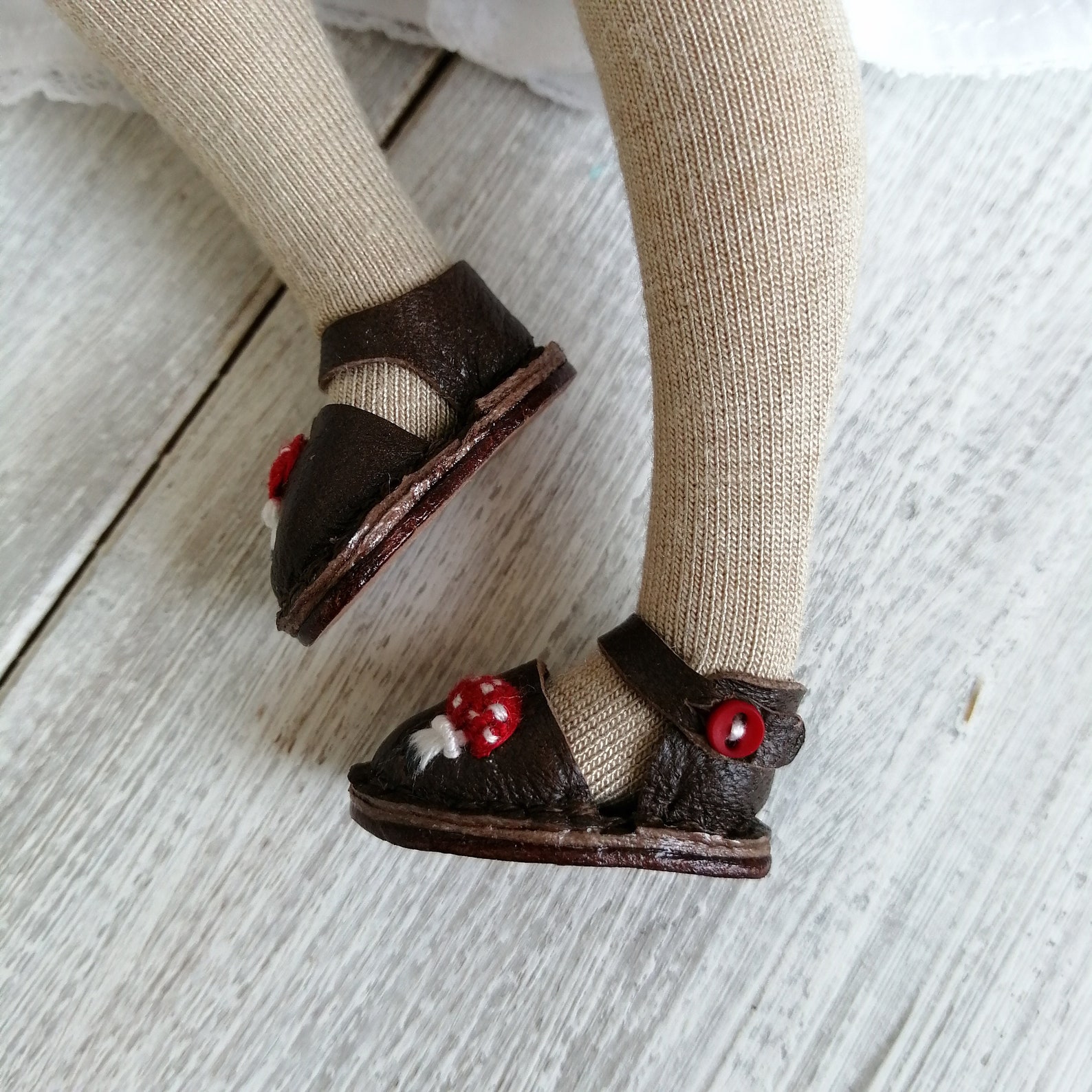 Shoes for Blythe with mushroom fly agarics toadstools