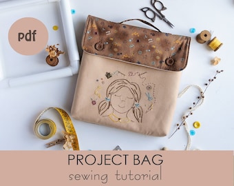 Sewing tutorial Project bag for q-snap and embroidery hoop PDF DIY