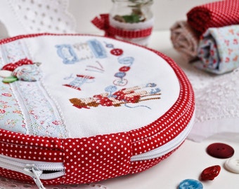 Sewing tutorial: Zippered cross stitch organizer for round hoops PDF DIY