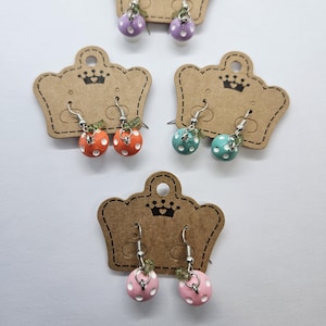 Mini Mushroom Earrings Set: Handmade Hypoallergenic Hooks, Colorful Whimsical Jewelry,