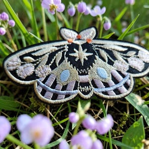 Butterfly moth Iron-On Patch: mystical, intricate, botanical embroidery