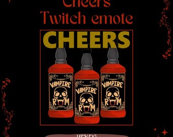Rum Cheers Twitch emote, bits, chat