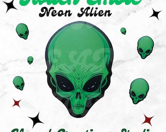 Neon Alien Twitch Emote: Chat Emoji, Sub Badge (PNG Files)