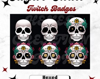 Twitch Sub Badges - Sugar Skull / Bit badges / Youtube / Cheer Badges / Subscriber Badges / discord / chat emojis