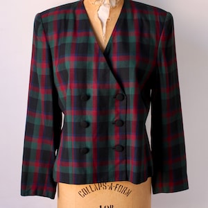 80s Plaid Blazer Jacket / Vintage 1980s Double Breasted Jackets / Femme / Women&#39;s Size 12 / Kasper ASL