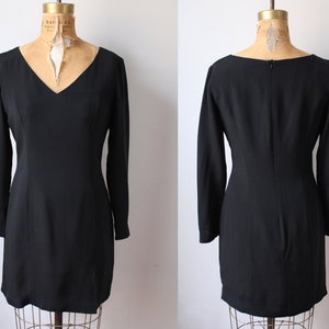 Y2K Black SILK Dress / Vintage Mini Dress / Minimalist / Women&#39;s / Femme / Hugo Buscati