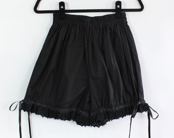 Gothic Black Shorts / Goth / Halloween Costume / Sexy Black Shorts with Ribbon Ties / Vintage / Women's / Femme