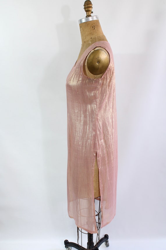 Sheer Pink & Gold Metallic Dress / Vintage Rose G… - image 5