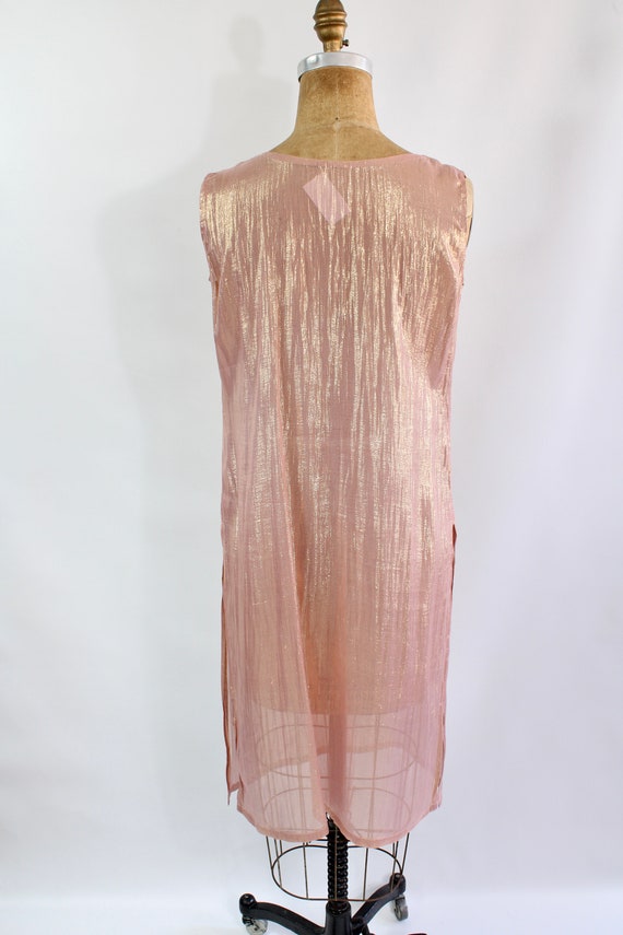 Sheer Pink & Gold Metallic Dress / Vintage Rose G… - image 6