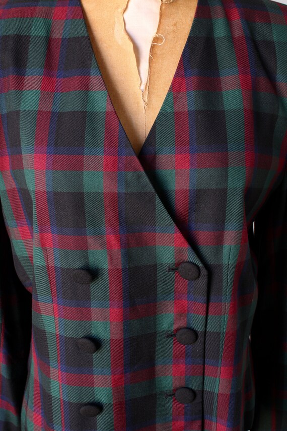 80s Plaid Blazer Jacket / Vintage 1980s Double Br… - image 9