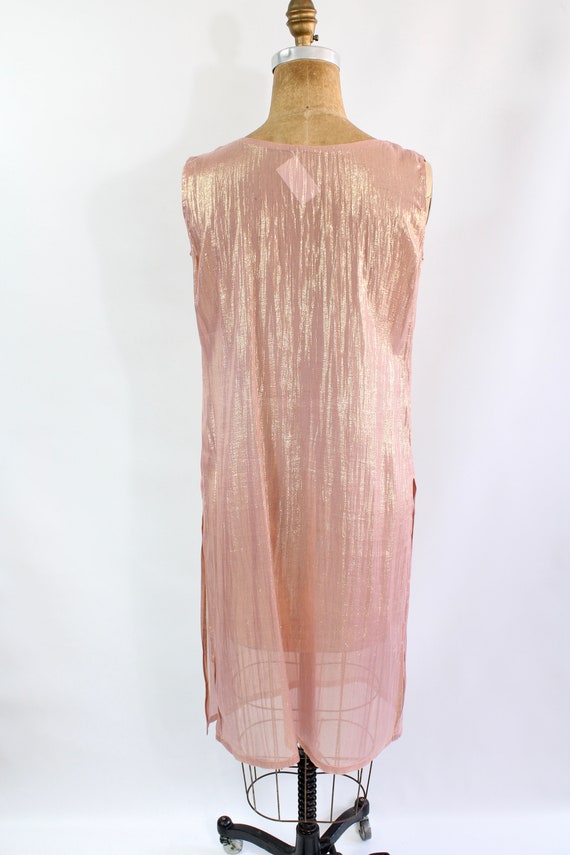 Sheer Pink & Gold Metallic Dress / Vintage Rose G… - image 7