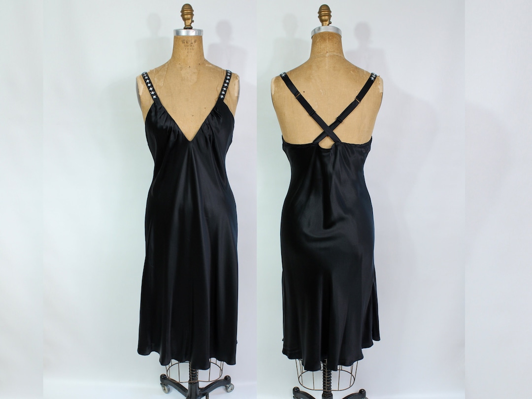 Vestido Chemise de Lencería Seda Negra NUEVO Con Etiquetas