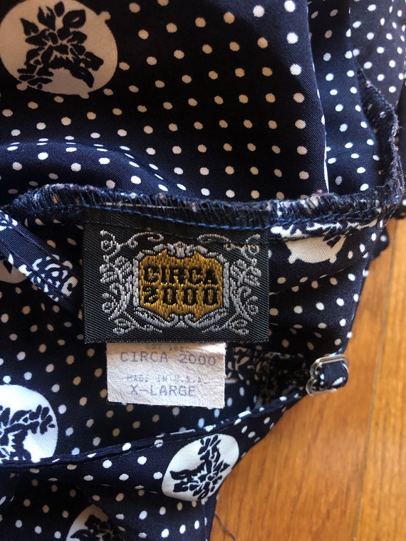 Polka Dot Camisole Lingerie Top / 90s Vintage Navy Blue and