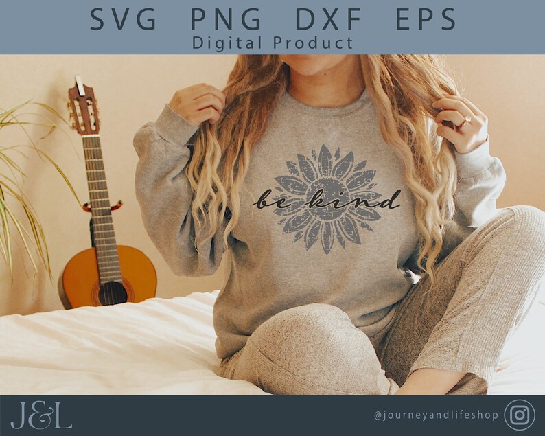 Distressed Be Kind Flower SVG Svg Files Be Kind SVG Be Etsy