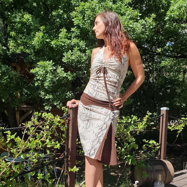 Robe mi longue Snake Marron