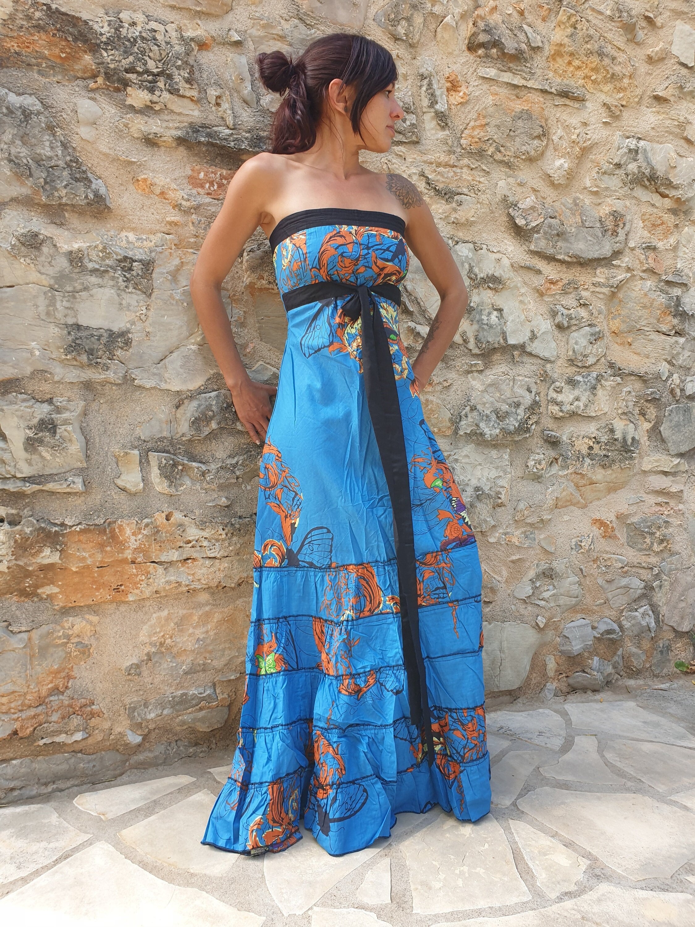 Long Bustier Dress 2 Colors Hippy Chic Boho Boho - Etsy Israel