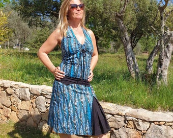 Robe Mi longue Blue Jungle