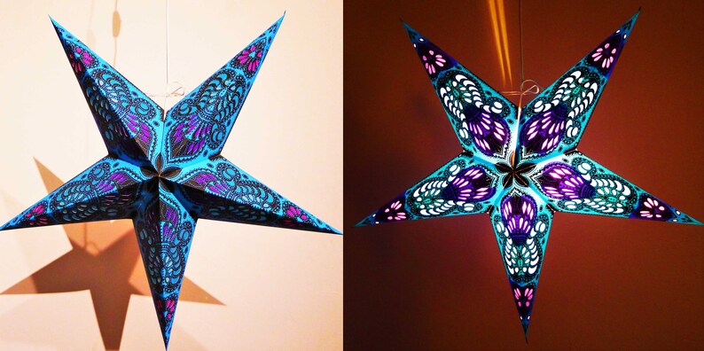 BESPORTBLE 3-Pack Paper Star Lanterns - 35cm Hollow Out Star Lampshades For Christmas, Wedding, Party Decor (Lights Not Included) - View #3