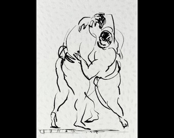 Juego de 5 postales de lucha de sumo, papel washi, 100 mm x 148 mm, envío gratuito