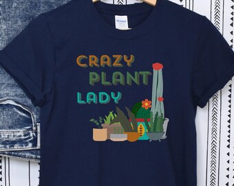 Crazy Plant Lady Shirt, Plant Lover Tee, Plant Mom T shirt, Botanical Tee, Gift for Plant Mom, Houseplant Shirt, Gardening shirt, Plus size