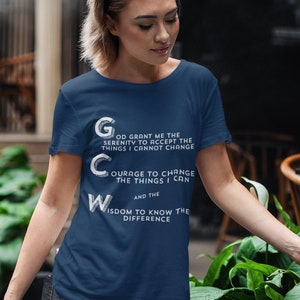 Serenity Prayer Shirt, Recovery tee, Sober Shirts, Recovery gift, Sobriety Tshirt, Plus size, Sponsor gift, Christian Tshirt, AA Gifts