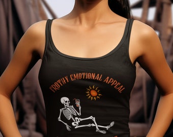 Frothy Emotional appeal Tan Top, Big Book Recovery Clothing, Sobriety Gift, AA Slogans Apparel, Skeleton Summer top