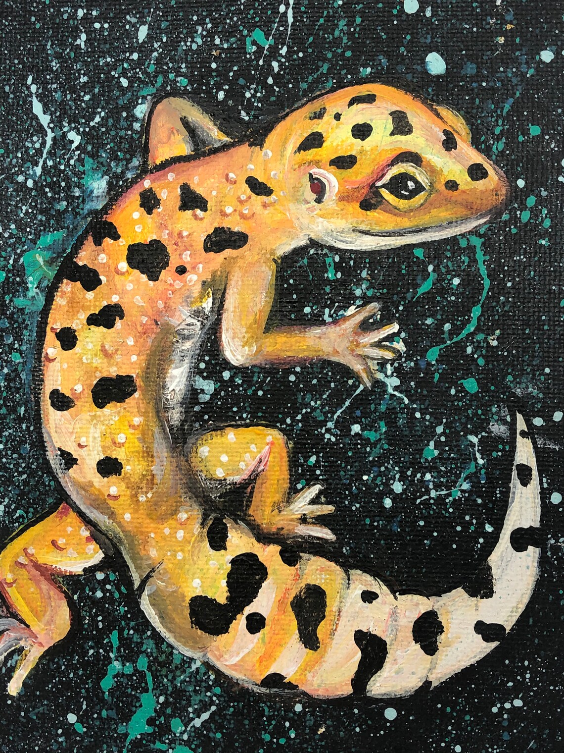 5x7 leopard gecko painting originalready to ship Etsy