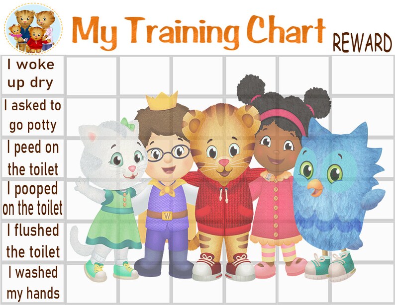 Daniel Tiger Potty Training reward chart printable PDF Potty | Etsy