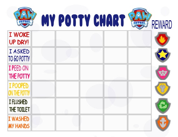 Potty Training Chart Paw Patrol Printable