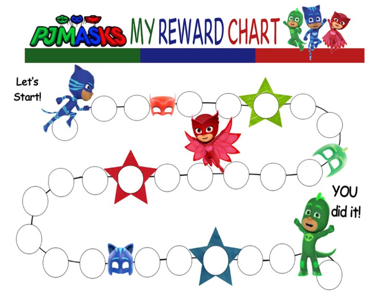 PJ Masks reward chart printable PDF reward training guide | Etsy