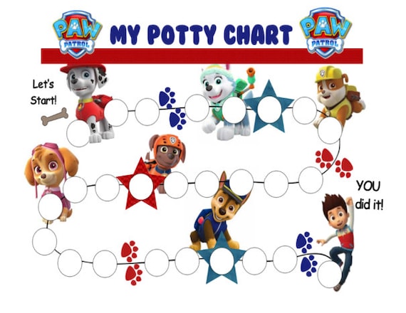 Potty Training Reward Chart Paw Patrol