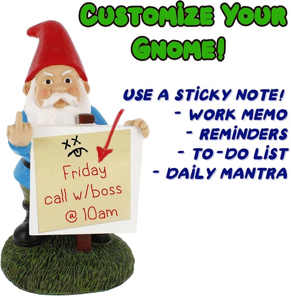 Middle Finger Gnome w/ Customizable Protest Sign NEW Gnometastic 