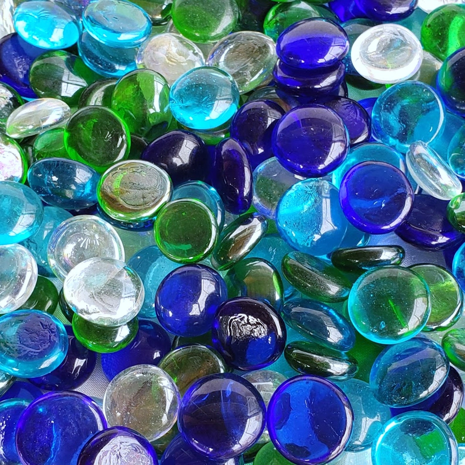 Weje Glass Mosaic Gems Flat Back Marbles Medium 17 21 Mm Etsy