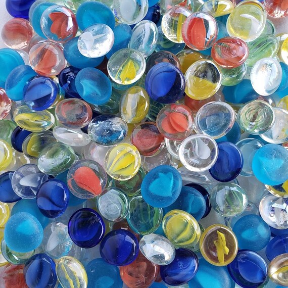 Frosted Multi-Color Mix GG2101 Glass Gems Medium 17-21mm Flat Back Marbles 