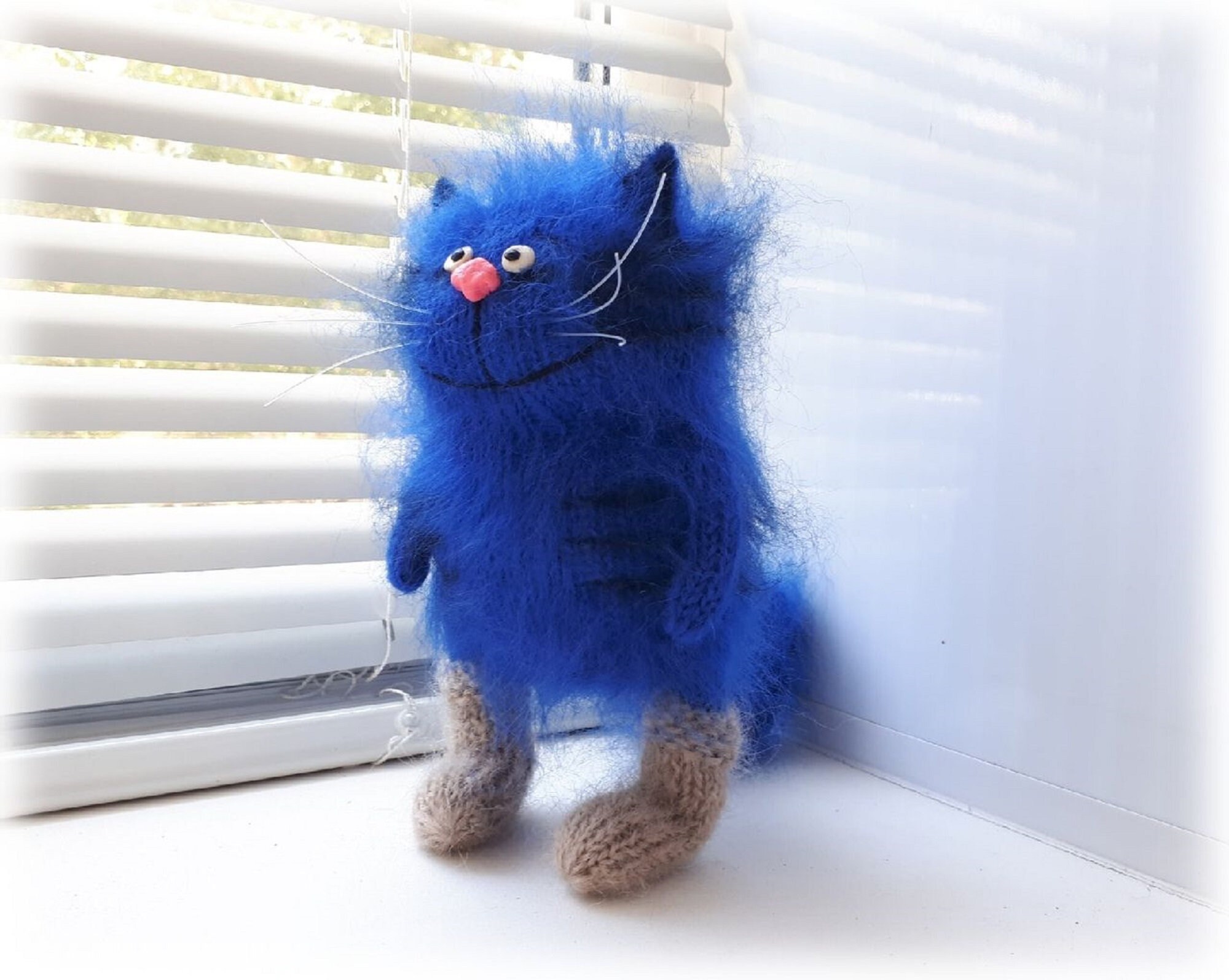 Blue Cat Plush Cat Toy Funny Cats Toy Cat Amigurumi Birthday Etsy