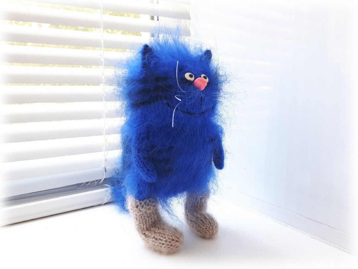 Blue Cat Plush Cat Toy Funny Cats Toy Cat Amigurumi Birthday Etsy