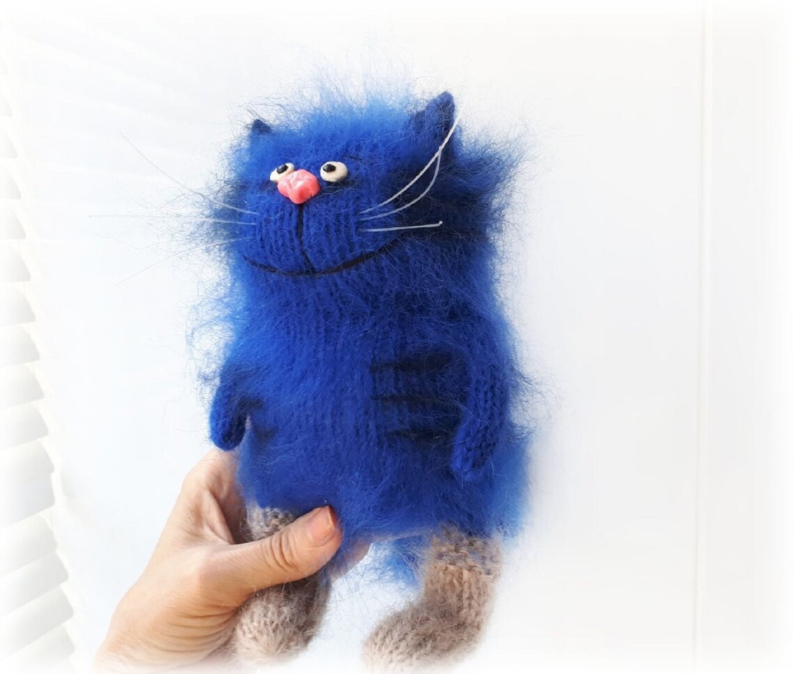Blue Cat Plush Cat Toy Funny Cats Toy Cat Amigurumi Birthday Etsy
