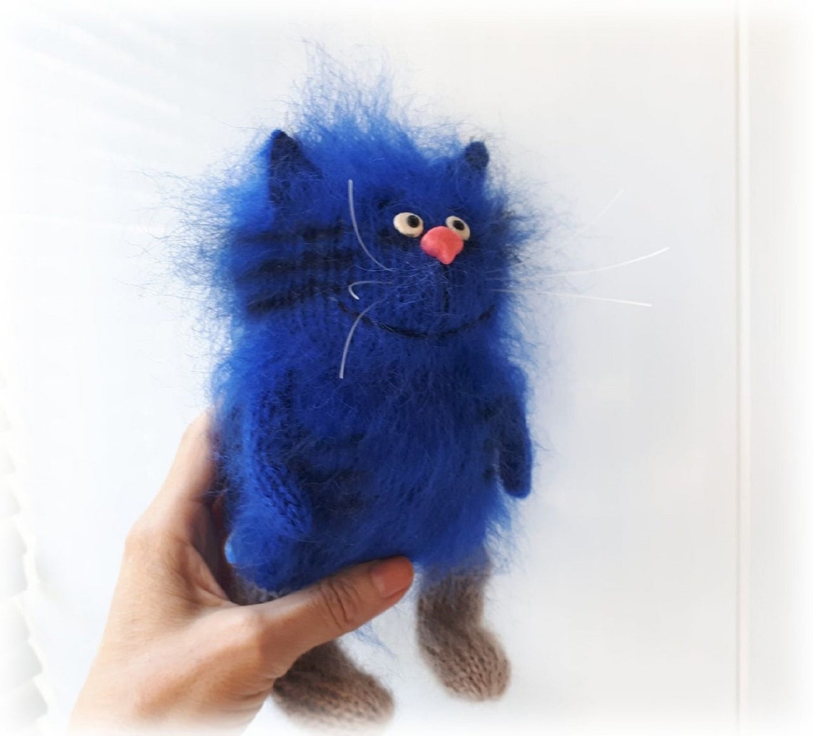 Blue Cat Plush Cat Toy Funny Cats Toy Cat Amigurumi Birthday Etsy