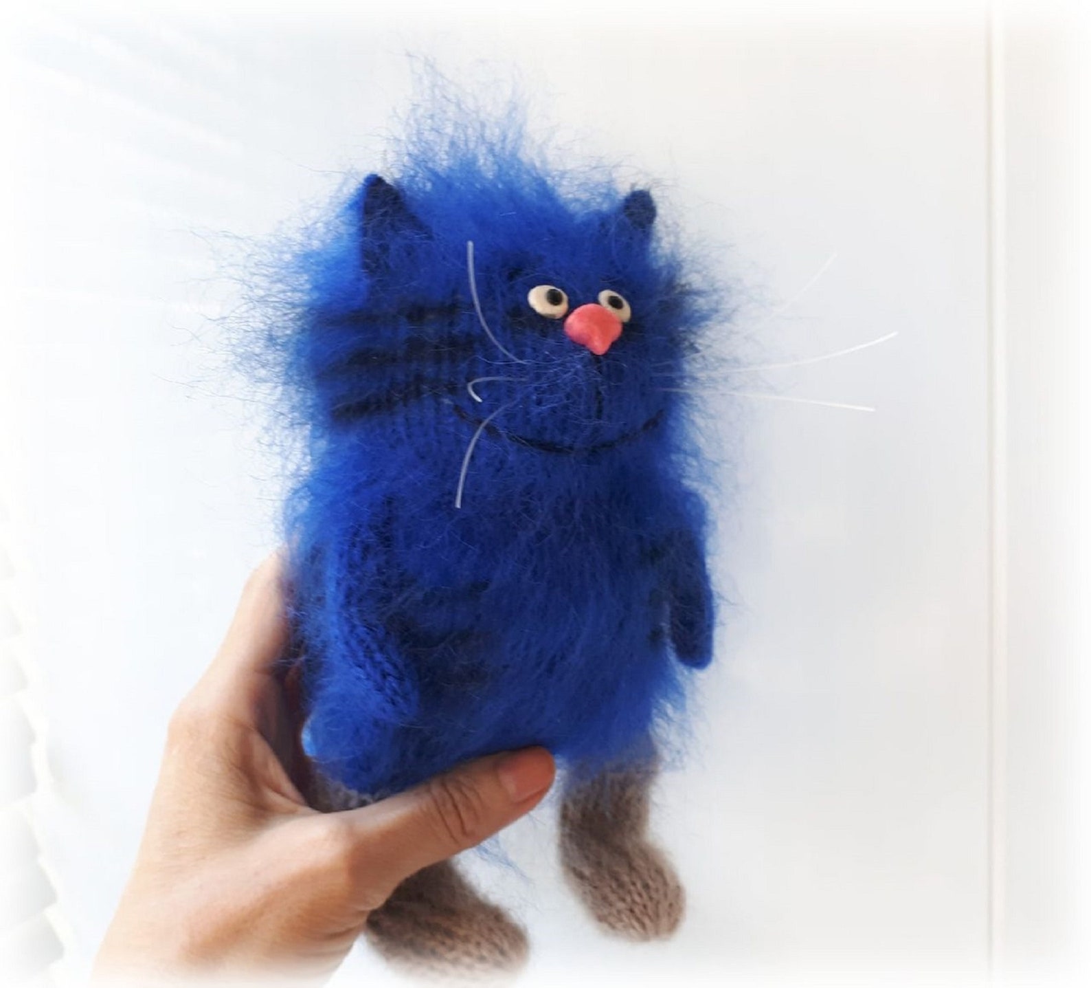 Blue Cat Plush Cat Toy Funny Cats Toy Cat Amigurumi Birthday Etsy