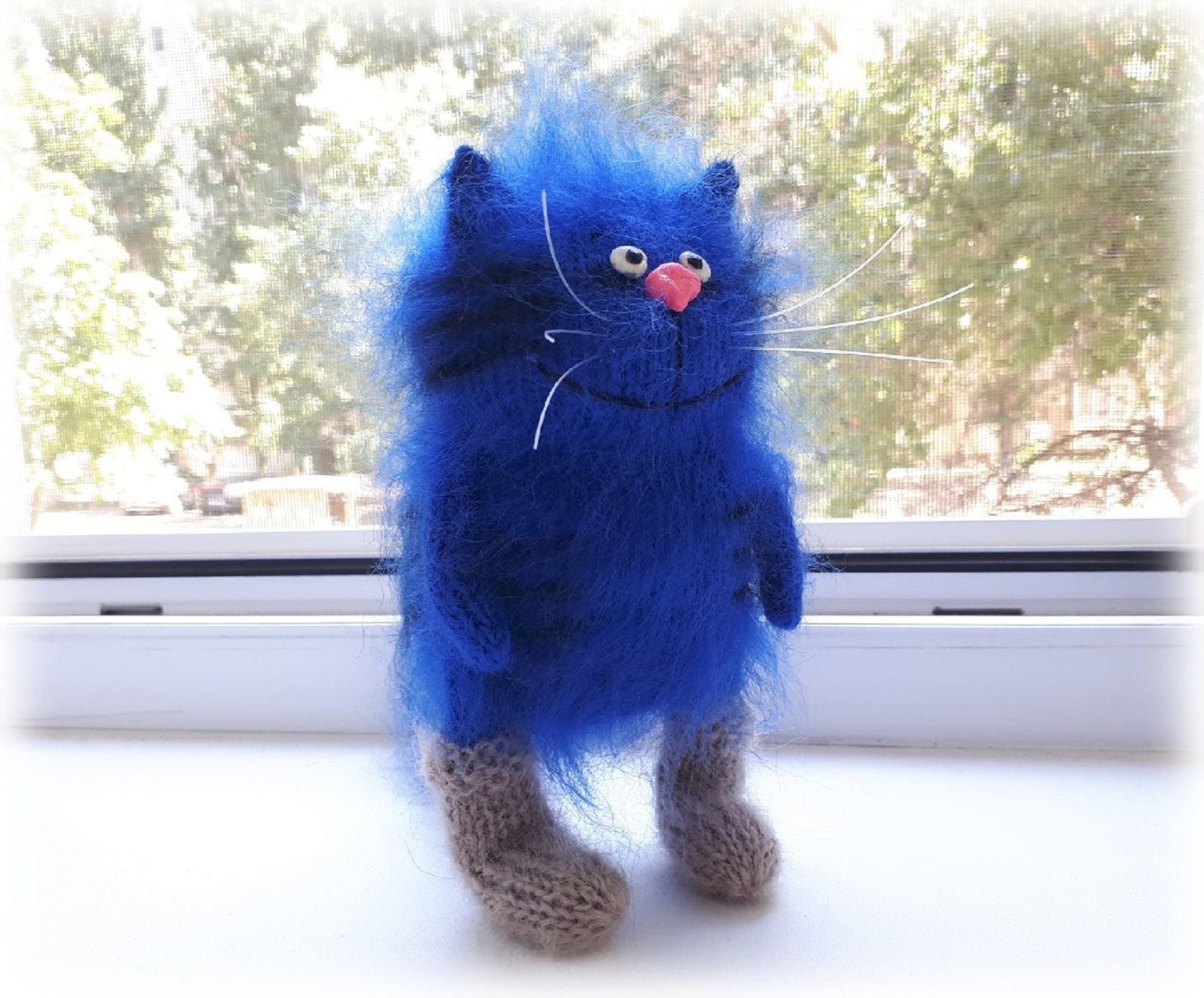 Blue Cat Plush Cat Toy Funny Cats Toy Cat Amigurumi Birthday Etsy
