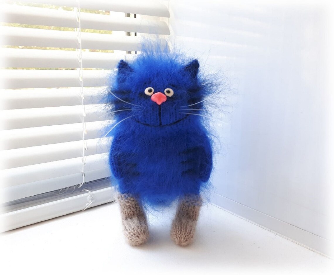 Blue Cat Plush Cat Toy Funny Cats Toy Cat Amigurumi Birthday Etsy