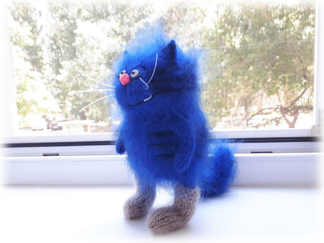 Blue Cat Plush Cat Toy Funny Cats Toy Cat Amigurumi Birthday Etsy