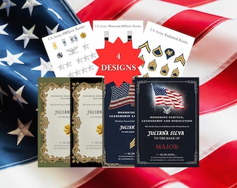 Army Promotion Invitation Template,  Editable Military Ceremony Invite , US Army Digital Download, Canva Military Promotion