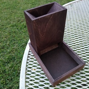 dice tower roller dark walnut stain