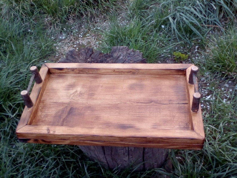 Wooden Tray Wood Serving Tray Housewarming Gift Coffee Etsy