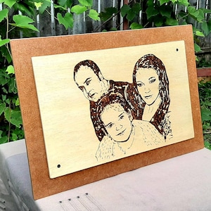 Custom wood burning art, Custom personalized pyrography portraits, Family Portrait,  Anniversary Gift, Personalized Gift, Wood burning art