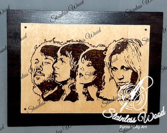 Abba, Custom Wood burning, Pyrography art, Photo on wood, Anniversary gift, Wedding gift, Mother's Day gift, Personalized Portrait, Music