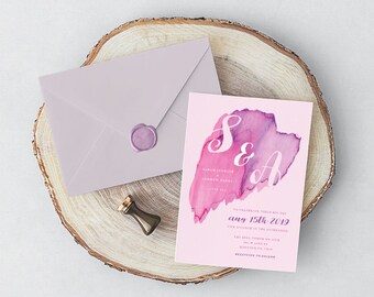 watercolor wedding invitation template etsy