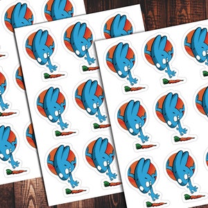 Nine pieces bunny with carrot digital downloadable sticker for school projects